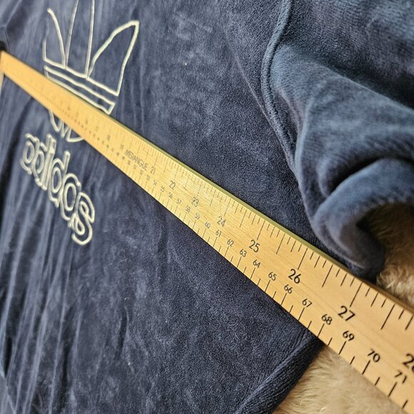 Adidas Sweatshirt Men's Size 1X Blue Velour Pullover Sweater Trefoil Embroidered - Picture 12 of 16